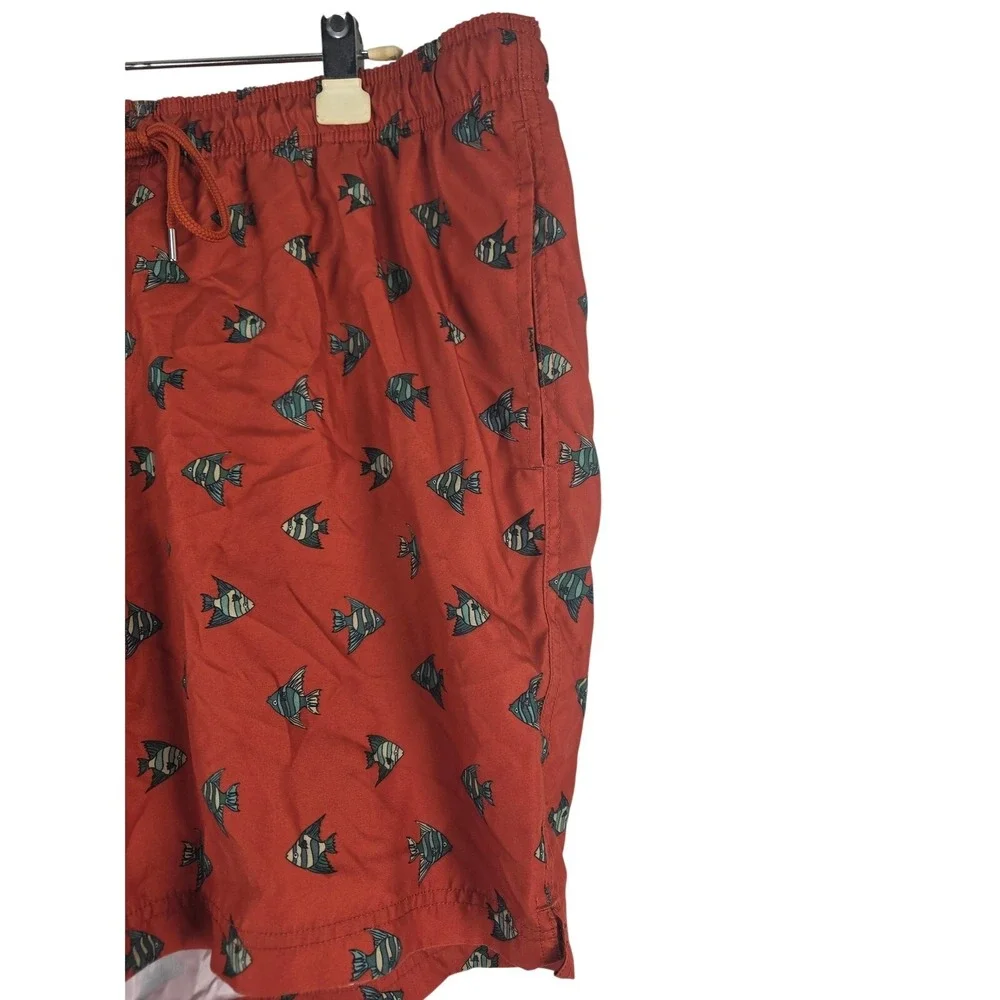 Lands‎ End Swim Trunks XL 40/42 Mens Fish Print Mesh Lined Pockets Beach Lake